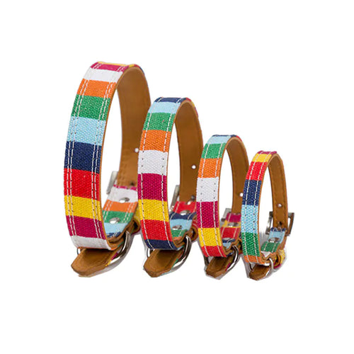 Colorful Striped Pet Collar - Adjustable Dog & Cat Collar